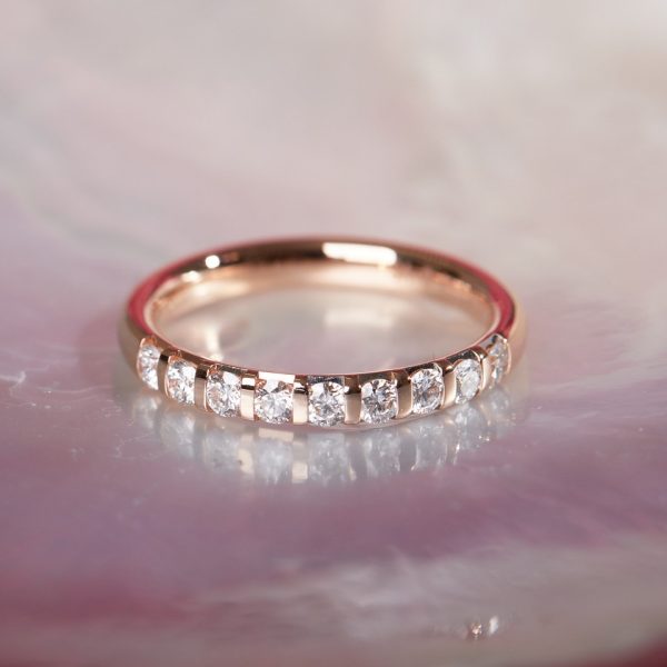 Wertvoller Memoire Ring Rosegold 18 karat 9 Brillanten Diamanten Meister