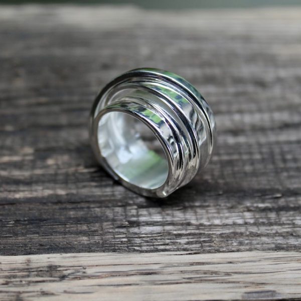 Quinn-Silber-Wickelring-Ring-0227927 sehr lässig und sehr cool 5 miteinander fest verbundene Ringe
