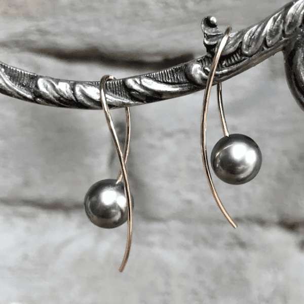 Ausgefallene Schmuckwerk Tahiti Perlen Ohrringe aus Rosegold 18k