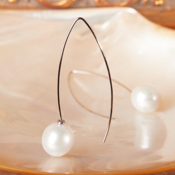 Ausgefallene Spannende Gellner Süßwasser Perlen Ohrringe weiße Ming Perlen Weißgoldbügel